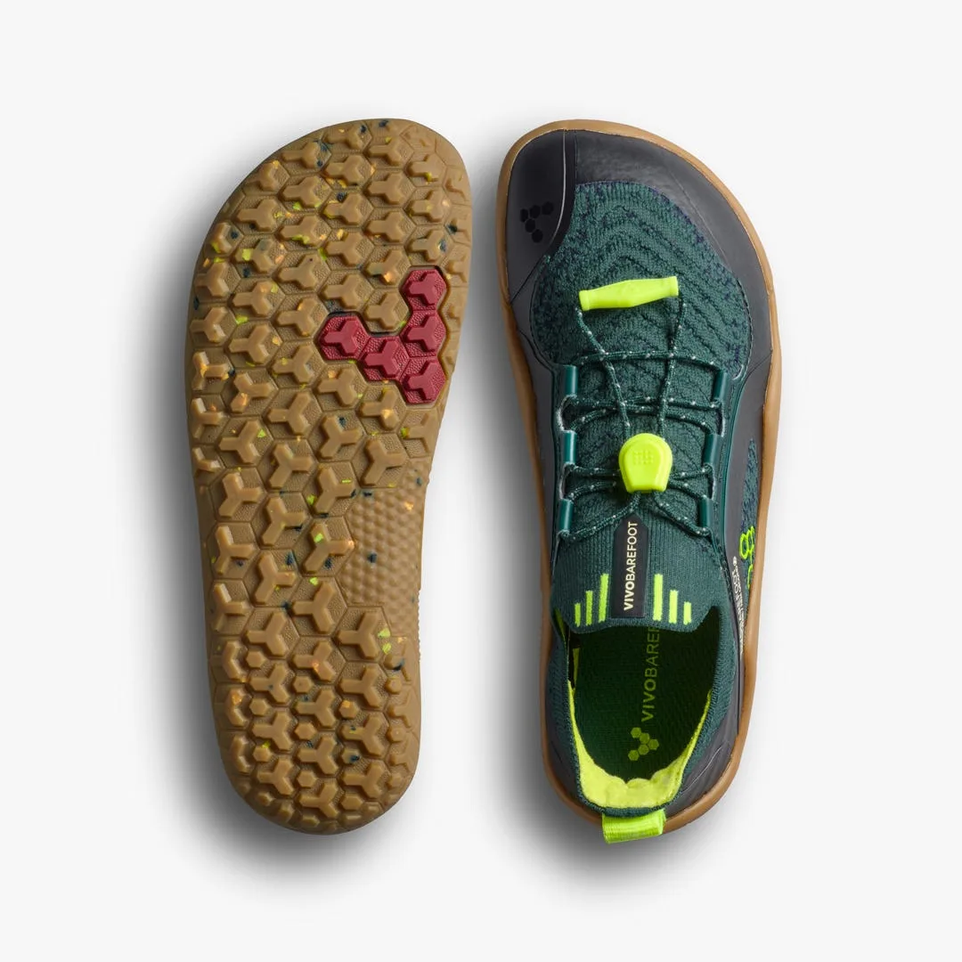 Кроссовки Vivobarefoot Primus Trail Knit FG — детская модель, зелёный с лимонным, фото 2