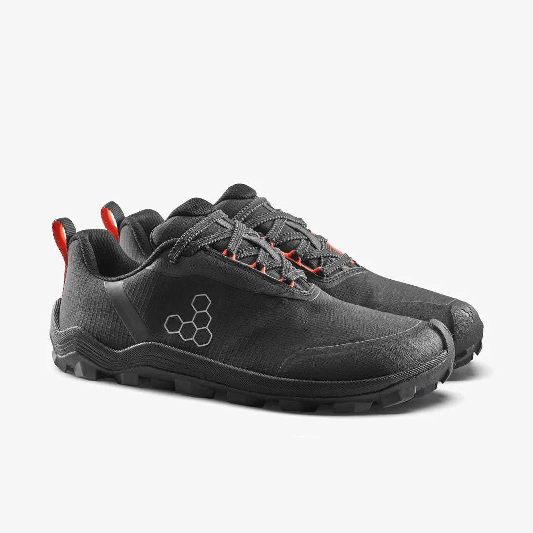 Кроссовки Vivobarefoot Primus Trail Flow Waterproof — мужская модель, чёрный с красным, фото 4